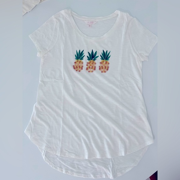 LC Lauren Conrad sequin pineapple short sleeve shirt - Picture 3 of 3